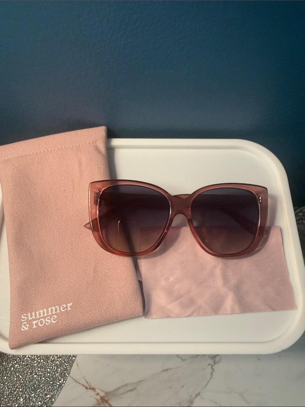 summer & rose Dusty Pink Oversized Sunglasses